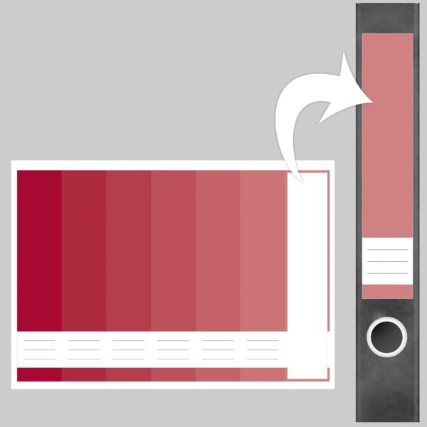 Etiketten für Ordner | Farben Mix Rot | 7 Aufkleber für schmale Ordnerrücken | Selbstklebende Design Ordneretiketten Rückenschilder